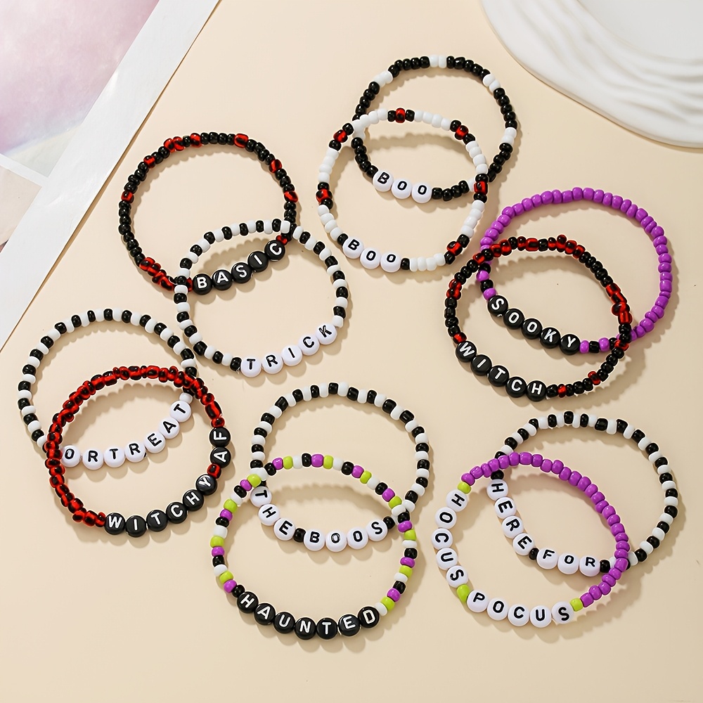Halloween Colorful Acrylic BOO Bracelet Set